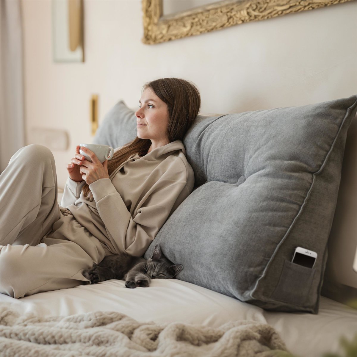 Casper Stützkissen – Vielseitiges Rückenkissen In Grau, Für Bett & Sofa, Ideal Als Körperkissen Zum Kuscheln Oder Abstützen