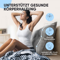 Björn&Schiller Rückenkissen grau, 100 cm - Lesekissen für Bett und Sofa, Keilkissen, Rückenpolster für die Wand, Sitzkissen, Wandkissen, groß mit waschbarem Bezug - Ideal zum Anlehnen im Bett