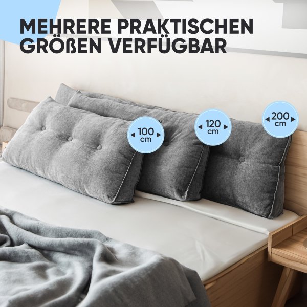 Rückenkissen 150 Cm Hellgrün – Lesekissen Für Bett & Sofa Mit Abnehmbarem Bezug & Seitenfach