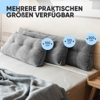 Björn&Schiller Rückenkissen grau, 120 cm - Lesekissen für Bett und Sofa, Keilkissen, Rückenpolster für die Wand, Sitzkissen, Wandkissen, groß mit waschbarem Bezug - Ideal zum Anlehnen im Bett