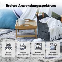 EVOCAMP großer Filzkorb für Brennholz und Aufbewahrung, XXL Kaminholzkorb aus Filz in Dunkelgrau, mit Holzgriffen, Kaminholztasche 44x44x30 cm