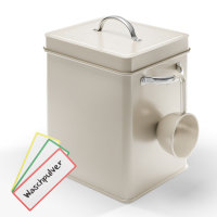 Björn&Schiller Waschpulver Aufbewahrungsbox 6,5 L, Waschmittel Aufbewahrung, Metall Waschmittelbox, Waschmittelbehälter mit Dosierer, Box für Spülmaschinenpulver, Geschirrspülpulver Behälter