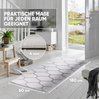 Björn&Schiller Teppichläufer 60x180 cm, rutschfester Teppich für Diele, Küche, Schlafzimmer und Wohnzimmer, moderner Flurteppich lang, hochwertiger Küchenteppich beige (Snow Wave)
