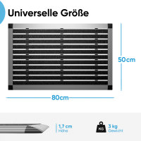 Fußmatte außen 50x80 cm mit silbernem Aluminium Rand, Fußmatte Außenbereich, Aluminium Türmatte außen, Fußabtreter außen, Schuhabstreifer mit Polypropylen-Fasern, Fußmatte Outdoor wetterfest