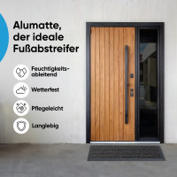 Fußmatte außen 50x80 cm mit schwarzem Aluminium Rand, Fußmatte Außenbereich, Aluminium Türmatte außen, Fußabtreter außen, Schuhabstreifer mit Polypropylen-Fasern, Fußmatte Outdoor wetterfest