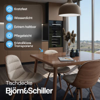 Björn&Schiller Tischfolie transparent 2mm, Schutzfolie für Tisch, glasklare PVC Tischschutzfolie, Hitzebeständig bis 55 °C, wasserfest