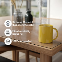 Björn&Schiller Tischfolie transparent 2mm, Schutzfolie für Tisch, glasklare PVC Tischschutzfolie, Hitzebeständig bis 55 °C, wasserfest