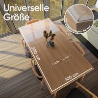 Björn&Schiller Tischfolie transparent 2mm, Schutzfolie für Tisch 100x200 cm, PVC Tischschutzfolie, Hitzebeständig bis 55 °C, wasserfest