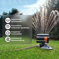Björn&Schiller Gartensprinkler, Vierecksprinkler aus ABS, gleichmäßige Rasenbewässerung, flexibler Anschluss an bestehendes Bewässerungssystem