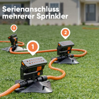 Björn&Schiller Gartensprinkler, Vierecksprinkler aus ABS, gleichmäßige Rasenbewässerung, flexibler Anschluss an bestehendes Bewässerungssystem