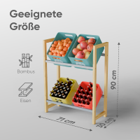Björn&Schiller Getränkekistenregal – rutschfest Kistenständer, Regal für Getränkekisten, 4 Kisten, 71x30x90 cm, Bambus & Eisen, einfache Montage