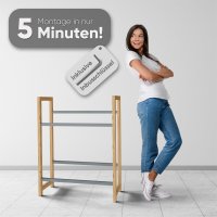 Björn&Schiller Getränkekistenregal – rutschfest Kistenständer, Regal für Getränkekisten, 4 Kisten, 71x30x90 cm, Bambus & Eisen, einfache Montage