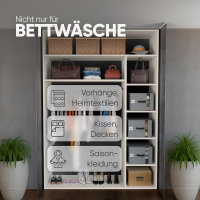 Björn&Schiller Aufbewahrungstasche – 37L 39×36×26 cm, mit Sichtfenster, Kleideraufbewahrung und Organisation, Leinenstoff, grau