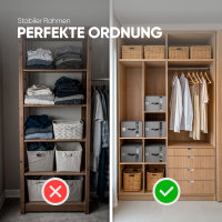 Björn&Schiller Aufbewahrungstasche – 37L 39×36×26 cm, mit Sichtfenster, Kleideraufbewahrung und Organisation, Leinenstoff, grau