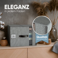 Björn&Schiller Aufbewahrungstasche – 37L 39×36×26 cm, mit Sichtfenster, Kleideraufbewahrung und Organisation, Leinenstoff, grau