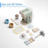 Björn&Schiller Kinder Kaffeemaschine Holz – Spielzeug Kaffeemaschine mit Zubehör, farbenfroh, fördert Kreativität und Feinmotorik, ab 3 Jahren
