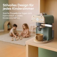 Björn&Schiller Kinder Kaffeemaschine Holz – Spielzeug Kaffeemaschine mit Zubehör, farbenfroh, fördert Kreativität und Feinmotorik, ab 3 Jahren