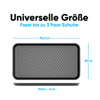 Björn&Schiller Schuhablage 38x75,5 cm, Schuhabtropfschale mit 3 cm Rand, Schuhmatte, Wasserfestes Schuhtablett, Schuhwanne aus Polypropylen
