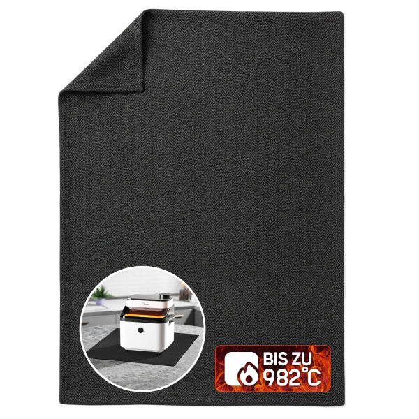 EVOCAMP Brandschutzunterlage 40x32 cm, feuerfest bis 982 °C, aus voroxidierten Fasern, universell einsetzbar für Küche, Grill und Werkstatt