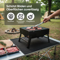 EVOCAMP Brandschutzunterlage 50x50 cm, feuerfest bis 982 °C, aus voroxidierten Fasern, universell einsetzbar für Küche, Grill und Werkstatt