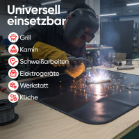 EVOCAMP Brandschutzunterlage, hitzebeständig bis 1000°C, aus Glasfasergewebe und Silikonbeschichtung, wasserabweisend, für Küche & Werkstatt