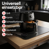 EVOCAMP Brandschutzunterlage 100x150 cm, hitzebeständig bis 1000°C, aus Glasfasergewebe und Silikonbeschichtung, wasserabweisend, für Küche, Werkstatt