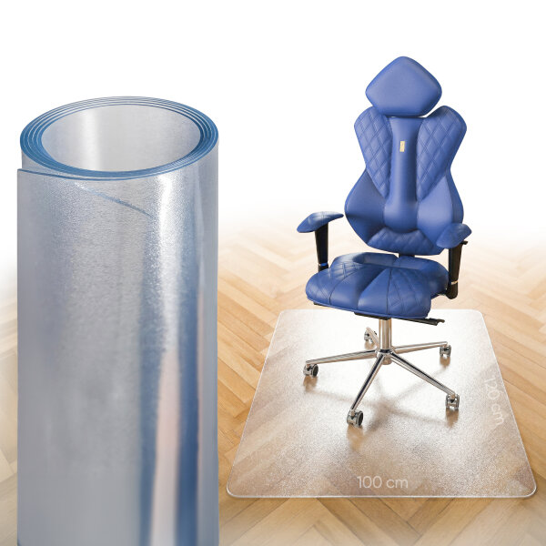 Björn&Schiller Bodenschutzmatte Kratzschutz Schreibtischunterlage, Transparent/Grau, Rutschfeste Bürostuhlunterlage, Bodenmatte, Stuhlunterlage, Stärke: 1,5 mm, Größe: 100 x 120 cm