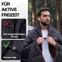 EVOCAMP Campingdecke 200x140 cm, Outdoor Decke wasserdicht, ultraleicht Reisedecke, Thermodecke warm, kompakt mit Packsack, schwarz