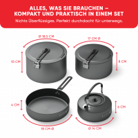 EVOCAMP Camping Kochgeschirr Set 4-teilig Outdoor...