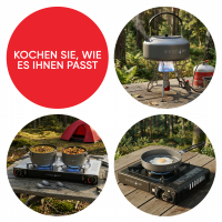 EVOCAMP Camping Kochgeschirr Set 4-teilig Outdoor Geschirr Set aus Aluminium, leichtes stapelbares Camping Geschirr mit Klappgriffen und Tragetasche