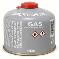 Gaskartusche 230g Schraubkartusche EN 417 für Gaskocher, Gasbrenner & Gasgrills, Butan-Propan, 7/16" Schraubgewinde, Outdoor & Notfall Einsatz