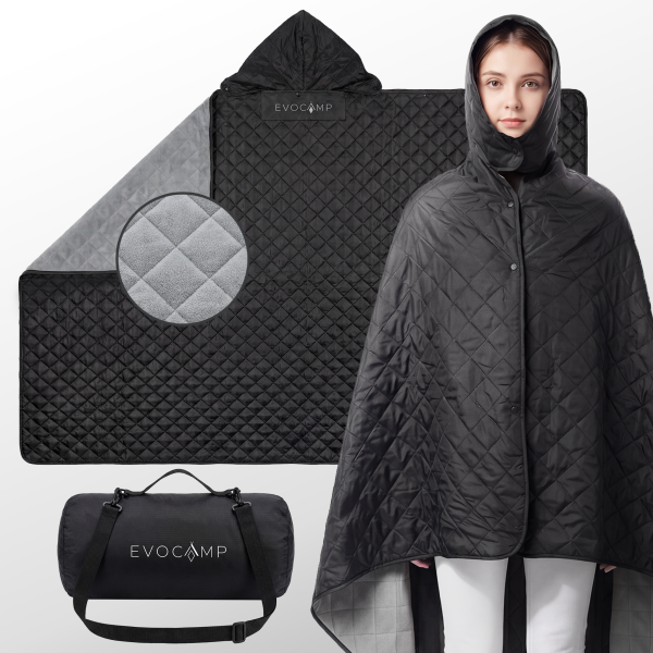 Evocamp Outdoor-Decke, Poncho-Liner, Windschutz, wasserabweisend, 200 x 140 cm, ultraleicht, kompakt für Reisen, Wandern und Outdoor-Aktivitäten