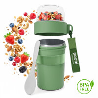 Pooni Müslibecher, Joghurtbecher aus Edelstahl mit Löffel, für Müsli, Joghurt, BPA-frei, Spülmaschinengeeignet, 700 ml + 330 ml