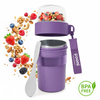Pooni Müslibecher, Joghurtbecher aus Edelstahl mit Löffel, für Müsli, Joghurt, BPA-frei, Spülmaschinengeeignet, 700 ml + 330 ml