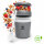 Pooni Müslibecher, Joghurtbecher aus PP-Kunststoff mit 2-in-1-Besteck, für Joghurt, BPA-frei, mikrowellengeeignet, 460 ml + 150 ml, Zartes Grau