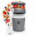 Pooni Müslibecher, Joghurtbecher aus PP-Kunststoff mit 2-in-1-Besteck, für Joghurt, BPA-frei, mikrowellengeeignet, 460 ml + 150 ml, Zartes Grau