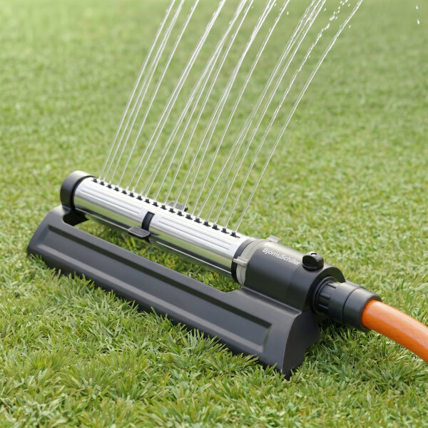 Björn&Schiller Rasensprenger oszillierend mit 18 Düsen, einstellbar – Viereckregner, Sprinkler & automatische Gartenbewässerung bis 180 m²