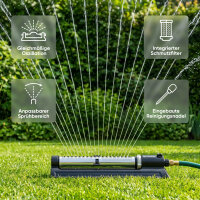 Björn&Schiller Rasensprenger oszillierend mit 18 Düsen, einstellbar – Viereckregner, Sprinkler & automatische Gartenbewässerung bis 180 m²