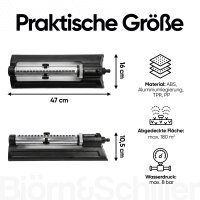 Björn&Schiller Rasensprenger oszillierend mit 18 Düsen, einstellbar – Viereckregner, Sprinkler & automatische Gartenbewässerung bis 180 m²
