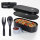 Pooni Lunchbox 740 ml, auslaufsichere Bento Box mit 1 Fach, Besteck, Soßendose und Elastikband, BPA-frei und mikrowellengeeignet
