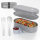 Pooni Lunchbox 740 ml, auslaufsichere Bento Box mit 1 Fach, Besteck, Soßendose und Elastikband, BPA-frei und mikrowellengeeignet