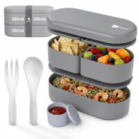Pooni Lunchbox 1400 ml, auslaufsicher Bento Box mit 3...