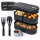 Pooni Lunchbox 1400 ml, auslaufsicher Bento Box mit 3 Fächern, Besteck, Soßendose und Elastikband, BPA-frei und mikrowellengeeignet