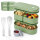 Pooni Lunchbox 1400 ml, auslaufsicher Bento Box mit 3 Fächern, Besteck, Soßendose und Elastikband, BPA-frei und mikrowellengeeignet
