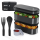 Pooni Lunchbox 1480 ml, auslaufsicher Bento Box mit 2 Fächern, Besteck, Soßendose und Elastikband, BPA-frei und mikrowellengeeignet