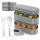 Pooni Lunchbox 1480 ml, auslaufsicher Bento Box mit 2 Fächern, Besteck, Soßendose und Elastikband, BPA-frei und mikrowellengeeignet