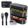 Pooni Lunchbox 1480 ml, auslaufsicher Bento Box mit 2 Fächern, Besteck, Soßendose und Elastikband, mikrowellengeeignet