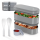 Pooni Lunchbox 1480 ml, auslaufsicher Bento Box mit 2 Fächern, Besteck, Soßendose und Elastikband, mikrowellengeeignet