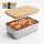 Pooni Lunchbox Edelstahl 900 ml, auslaufsichere Bento Box mit Bambusdeckel, Silikondichtung und Elastikband, kompakt für unterwegs