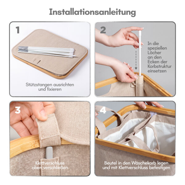 Björn&Schiller Wäschekorb beige mit Deckel, 105 L, faltbar, 2 Fächer , 25,99 € 25,99 € kaufen